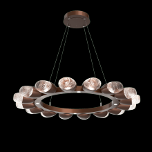 Hammerton CHB0079-36-BB-PC-CA1-L1 - Pebble 36" Ring (16 Small Glass)-Burnished Bronze-Pebble Clear