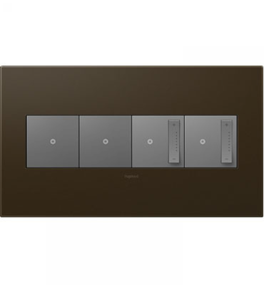 Adorne® Bronze Four-Gang Screwless Wall Plate