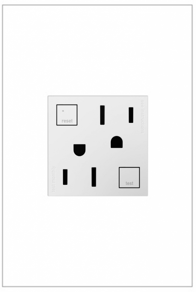 adorne® Tamper-Resistant 15A Duplex Self-Test GFCI Receptacles, White