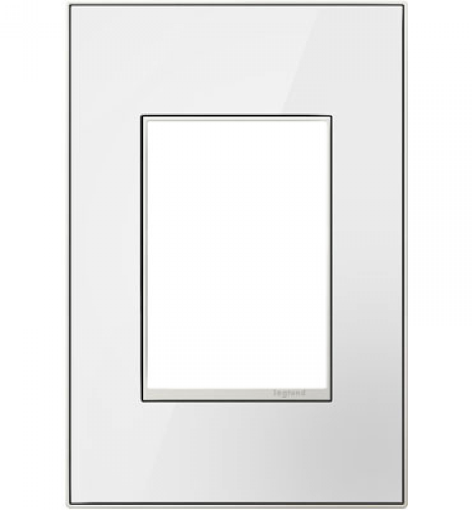 Adorne® Mirror White-on-White One-Gang+ Screwless Wall Plate