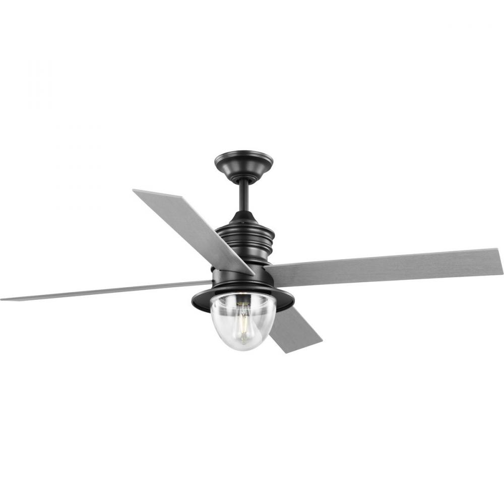 Gillen 56&#34; 4-Blade LED Indoor/Outdoor Blistered Iron Vintage Electric Ceiling Fan with Light Kit