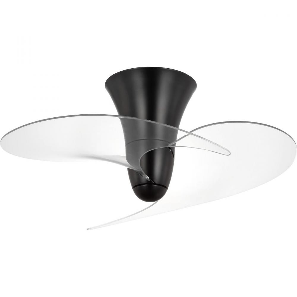 Beal Collection 33.19-in. Two-Blade Matte Black Modern Ceiling Fan with Clear Blades