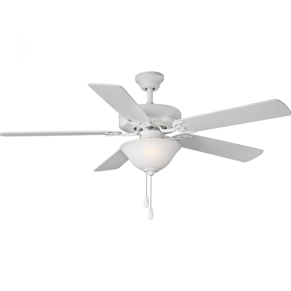 AirPro Collection 52&#34; Five-Blade Ceiling fan with White Etched Light Kit