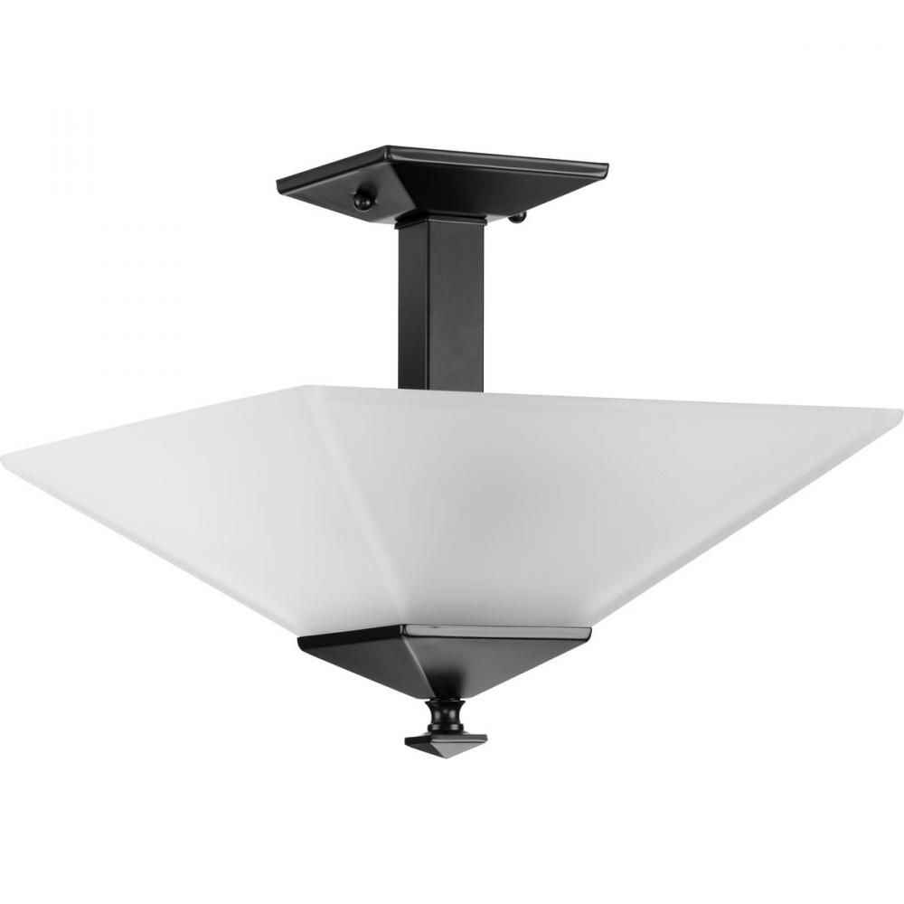 Clifton Heights Collection 12-3/4&#34; Two-Light Modern Farmhouse Matte Black Etched Glass Semi-Flus
