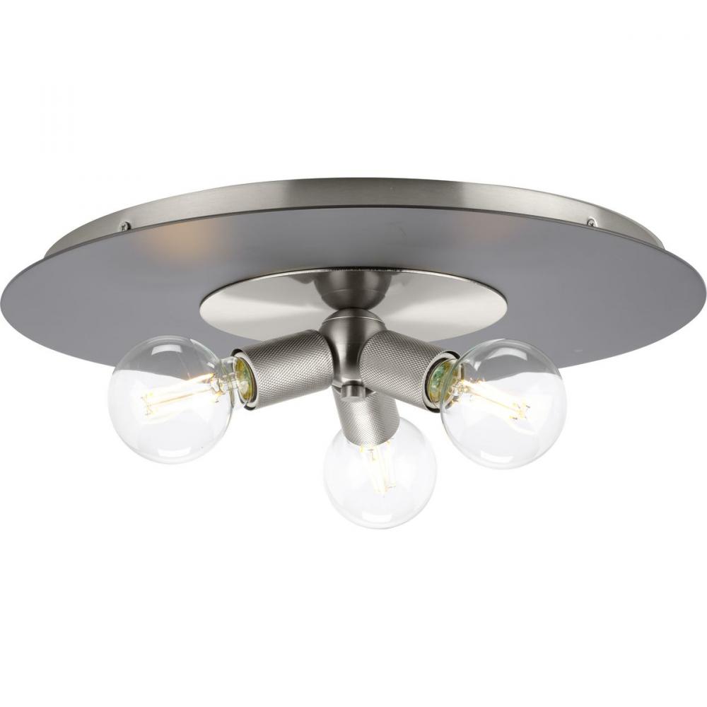 Trimble Collection Three-Light Brushed Nickel 18&#34; Flush Mount