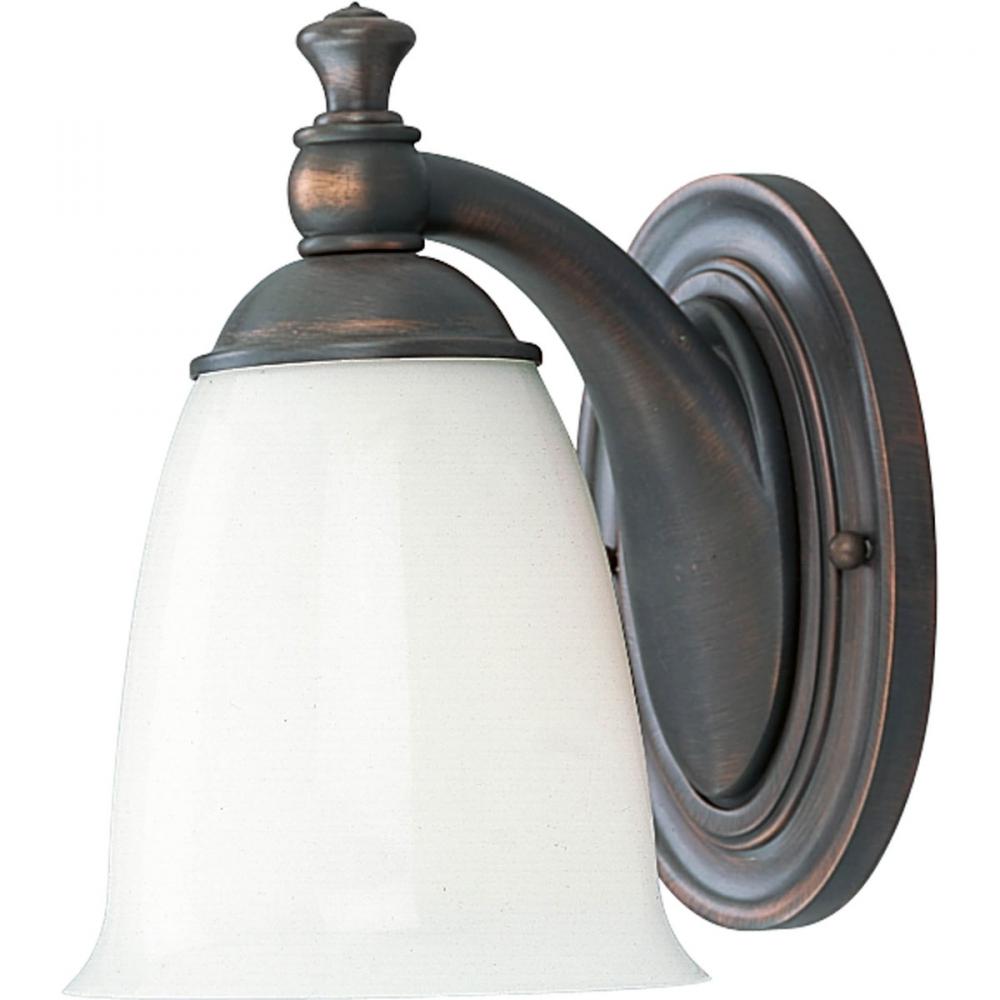 Victorian Collection One-Light Venetian Bronze White Opal Glass Farmhouse Bath Vanity Light