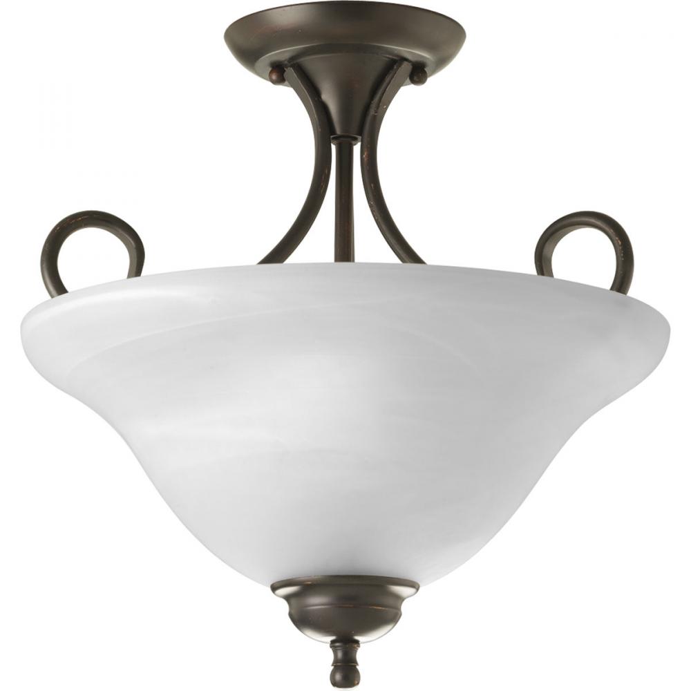 Two-Light 13-1/4&#34; Semi-Flush