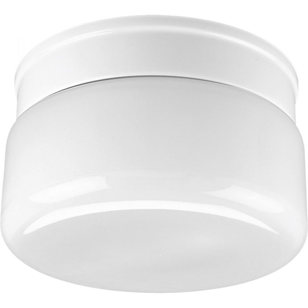 Two-Light White Glass 8-3/4&#34; Close-to-Ceiling