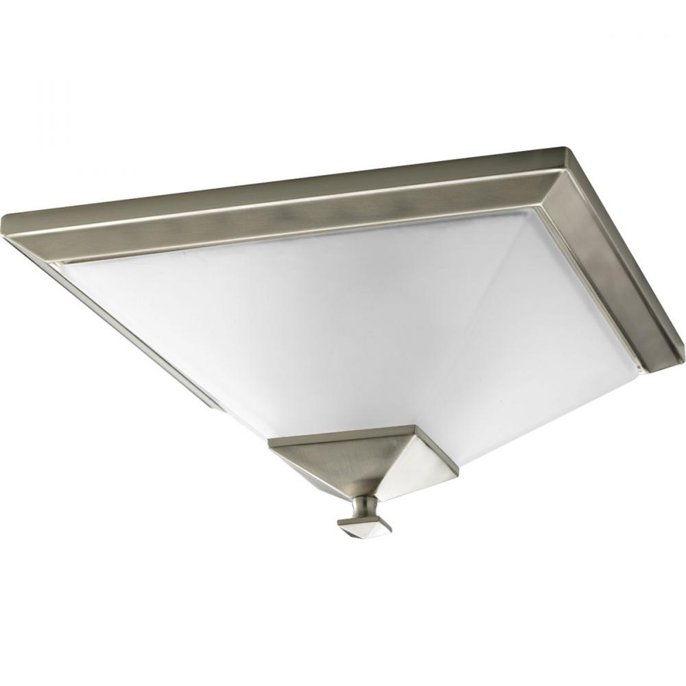 Clifton Heights Collection Brushed Nickel Two-Light 15&#34; Flush Mount