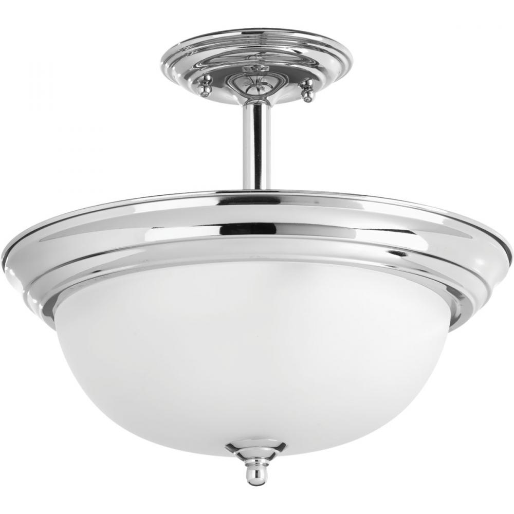 Two-Light Dome Glass 13-1/4&#34; Semi Flush Convertible