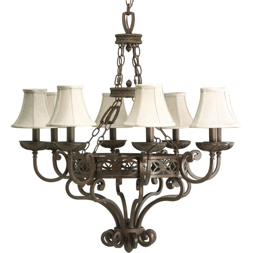 Eight Light Copper Up Chandelier