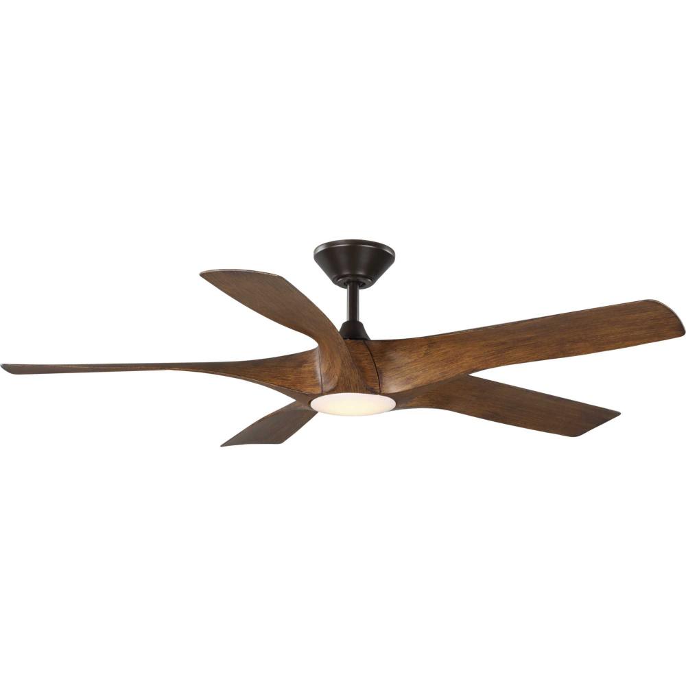 Vernal Collection 60&#34; Five-Blade Woodgrain LED Wifi Transitional Indoor/Outdoor Smart DC Ceiling