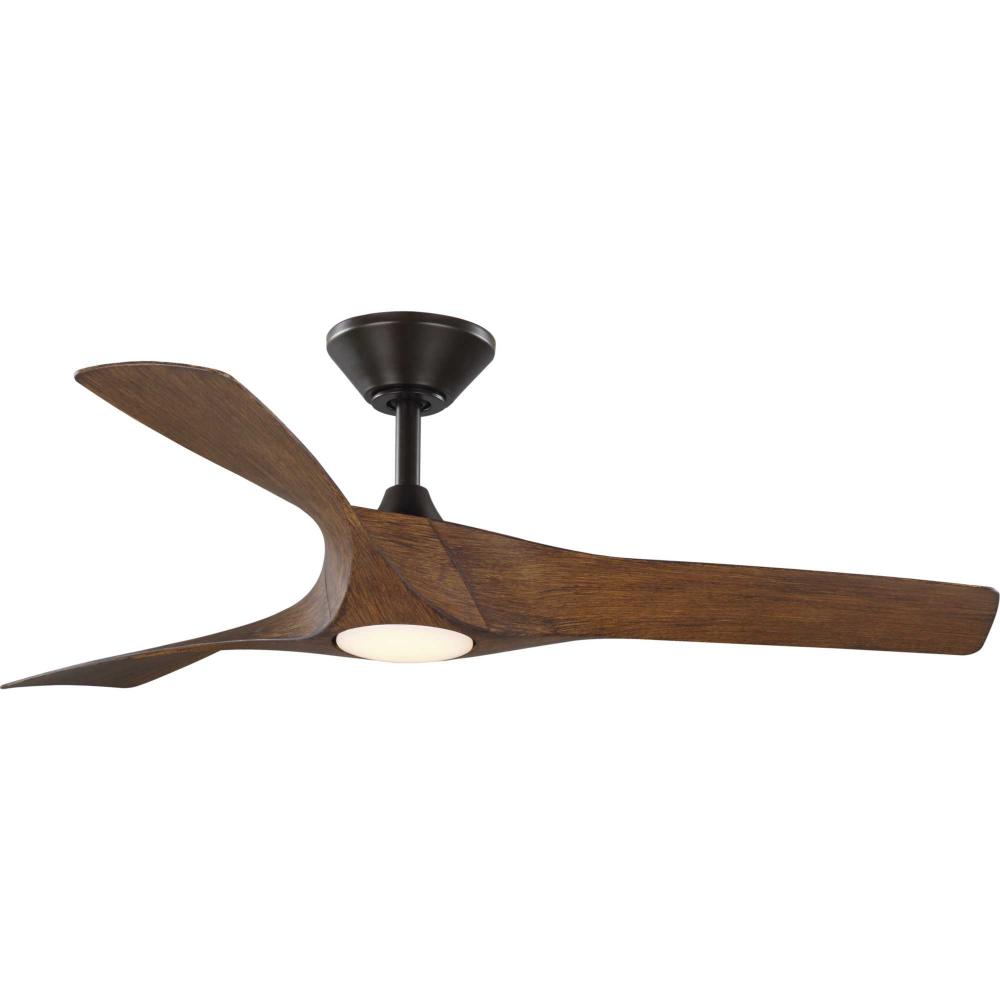 Ryne Collection 52&#34; 3-Blade Woodgrain LED Transitional Indoor/Outdoor DC Ceiling Fan