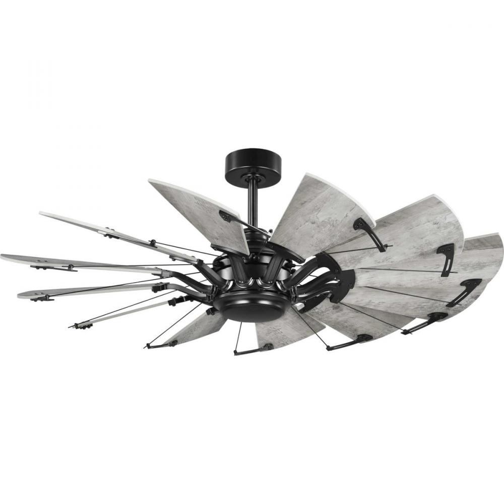 Springer Collection 52-Inch Matte Black 12-Blade DC Motor Windmill Ceiling Fan