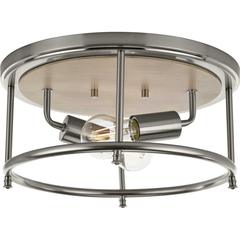 Durrell Collection Two-Light Brushed Nickel 13&#34; Flush Mount