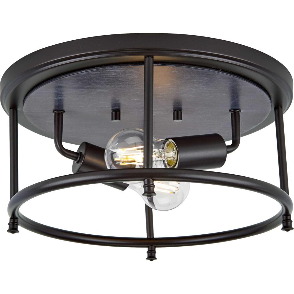 Durrell Collection Two-Light Black 13&#34; Flush Mount