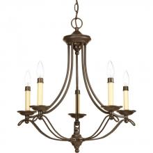 Progress P4057-20 - Five Light Antique Bronze Ivory Finish Candle Sleeves Glass Up Chandelier
