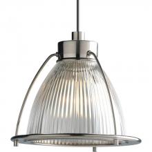 Progress P6182-09CL - One Light Brushed Nickel Clear Prismatic Glass Down Pendant