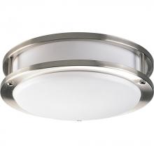 Progress P7249-09EBWB - One Light Brushed Nickel White Acrylic Diffuser Glass Bowl Flush Mount