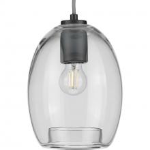 Progress P500159-143 - Caisson Collection One-Light Graphite Clear Glass Global Pendant Light