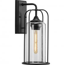 Progress P560256-031 - Watch Hill Collection One-Light Textured Black and Clear Seeded Glass Farmhouse Style Medium Outdoor