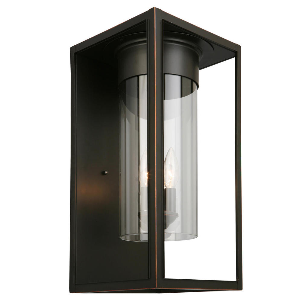 3x60W Outdoor Wall Light w/ Oil Rubbed Bronze Finish & Clear Glass