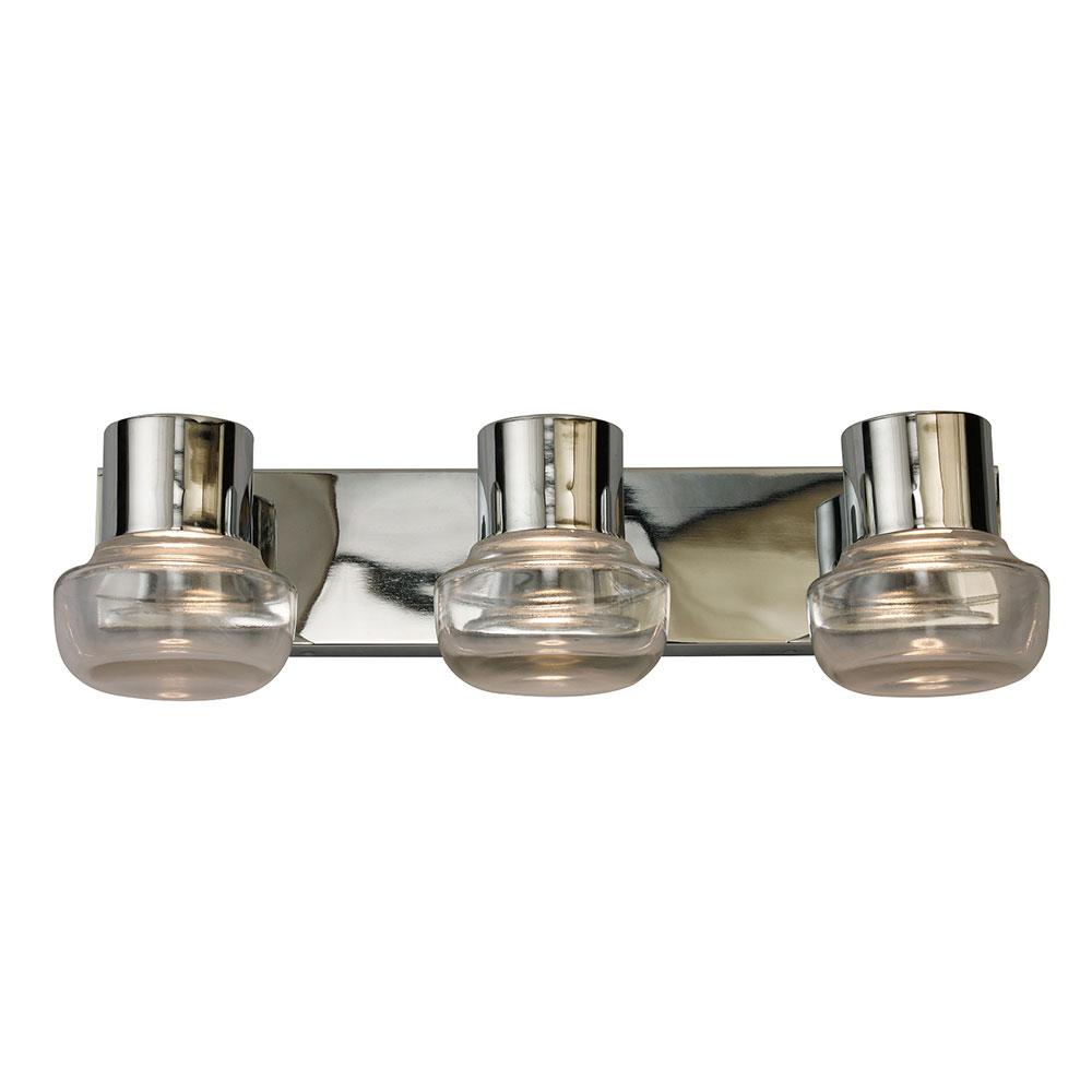 3x10W LED bath/vanity light with chrome finish and clear glass