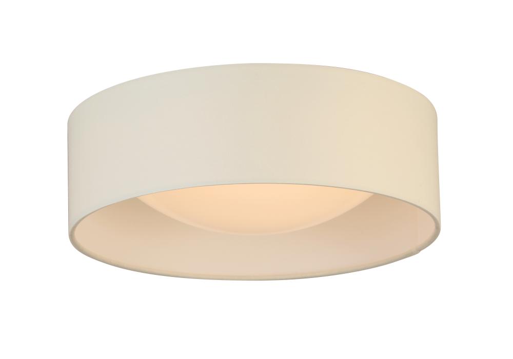 LED Ceiling Light - 12&#34;White Fabric Shade With Acrylic White Diffuser