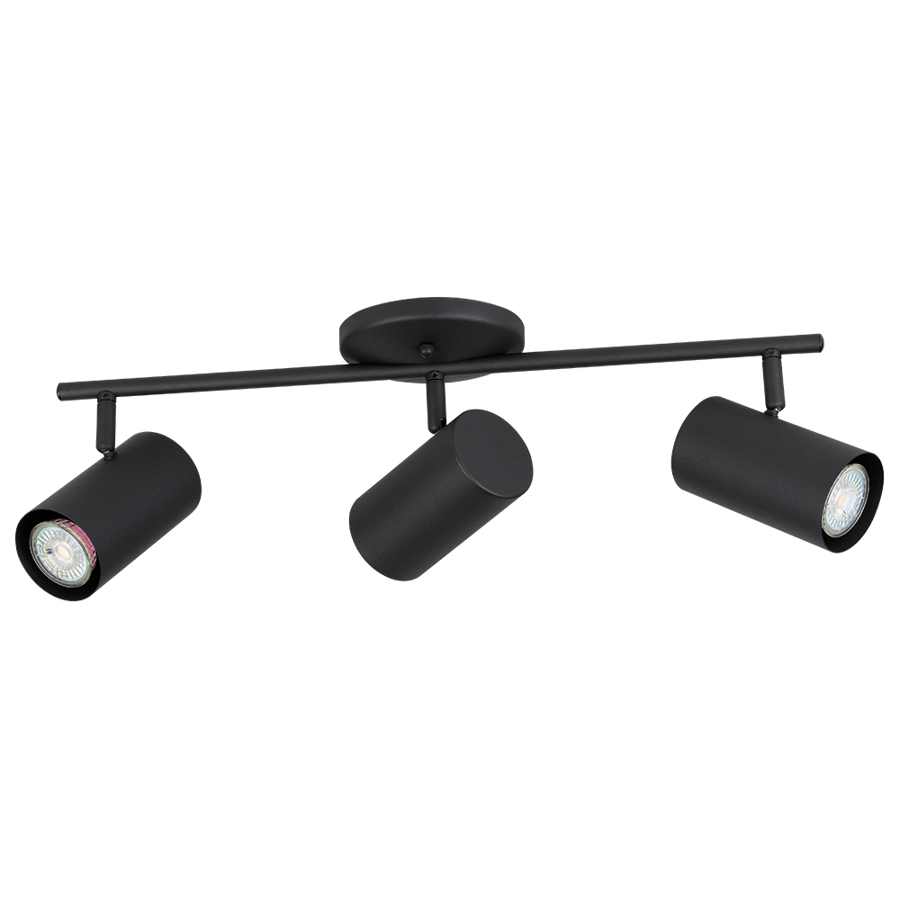 3 LT Fixed Track Light Structured Black Finish Metal Cylinder Shades 3x10W