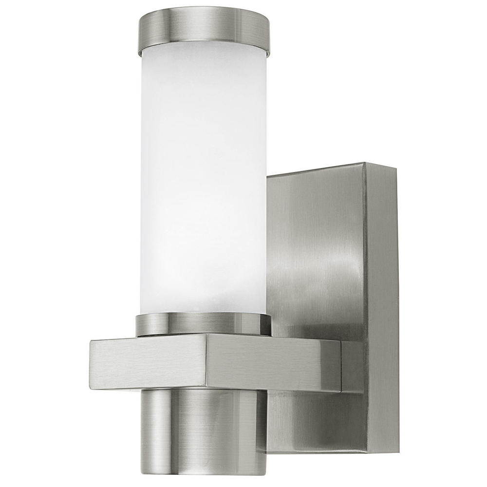 1x40W Outdoor Wall Light With Matte Nickel Finish & Opal Frosted Glass