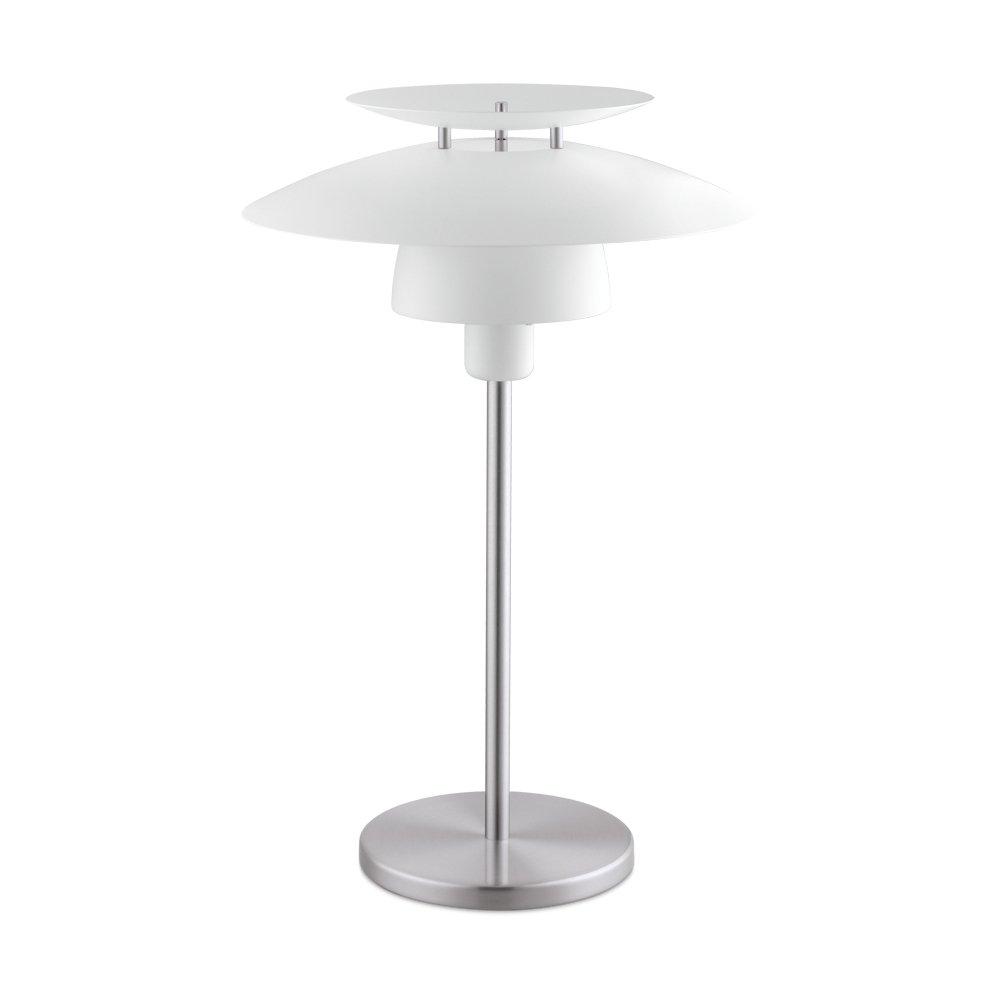 1 LT Table Lamp With Satin Nickel Finish and White Shade 1-60W