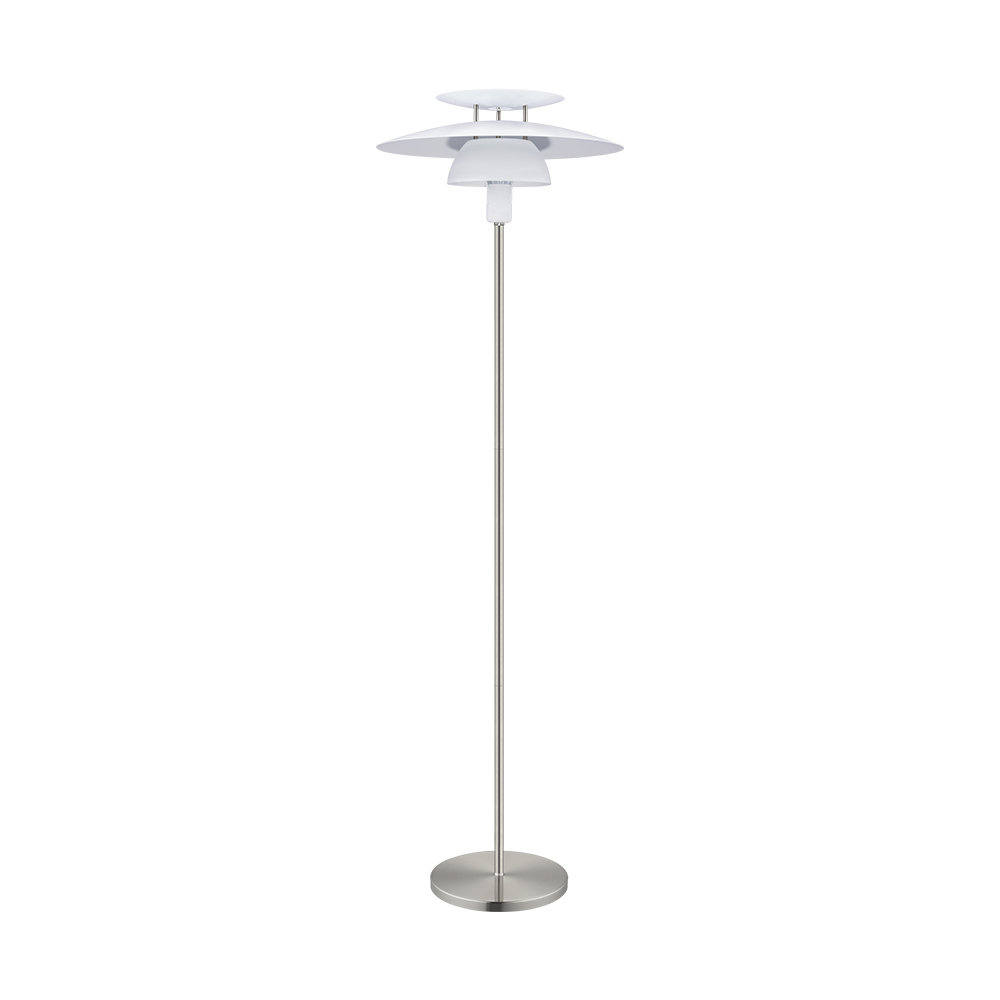 1 LT Floor Lamp With Satin Nickel Finish and White Shade 1-60W