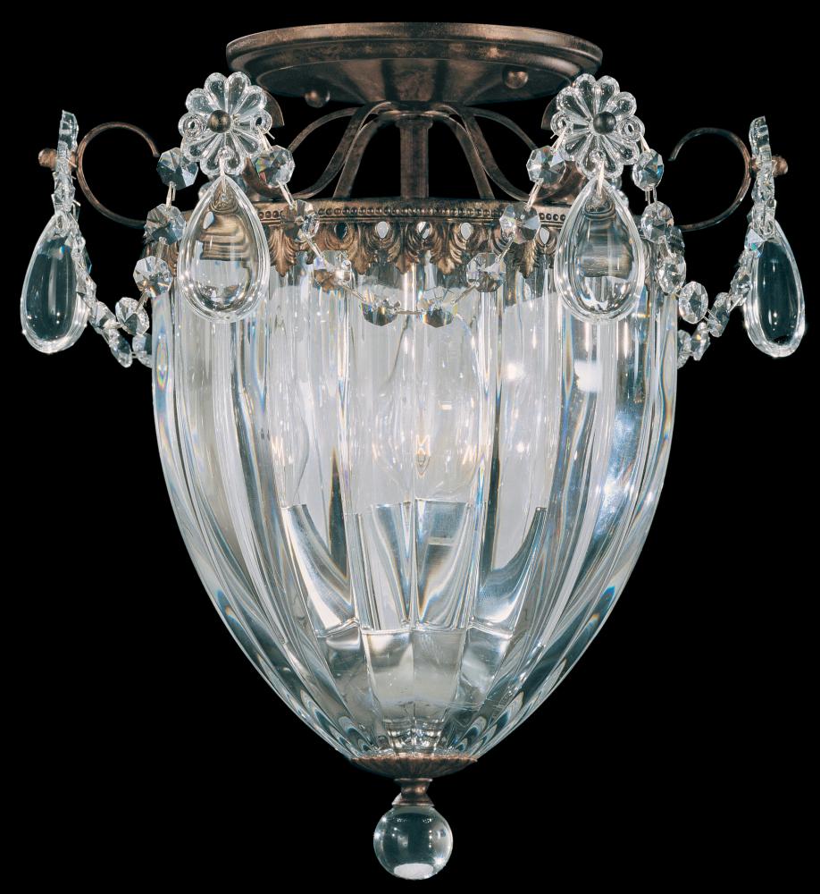 Bagatelle 3 Light 120V Semi-Flush Mount in Antique Silver with Clear Crystals from Swarovski