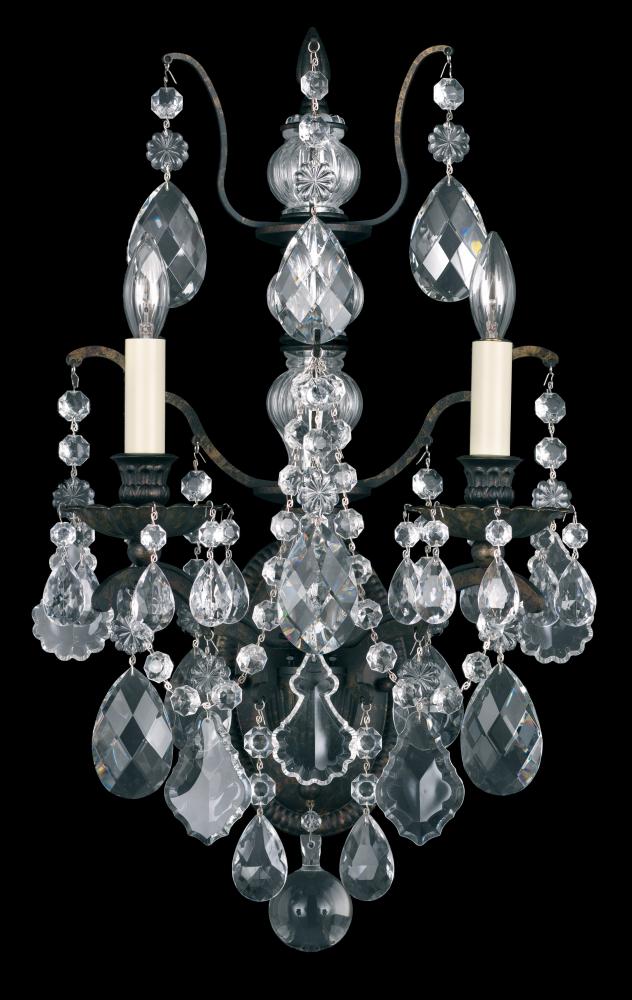 Bordeaux 2 Light 120V Wall Sconce in French Gold with Clear Heritage Handcut Crystal