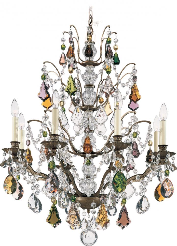 Bordeaux 8 Light 120V Chandelier in French Gold with Clear Heritage Handcut Crystal