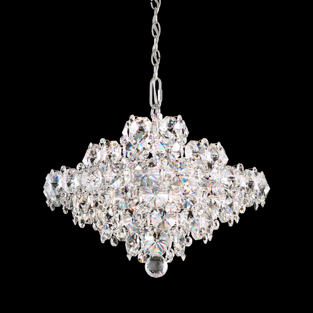 Baronet 8 Light 120V Pendant in Polished Stainless Steel with Clear Radiance Crystal