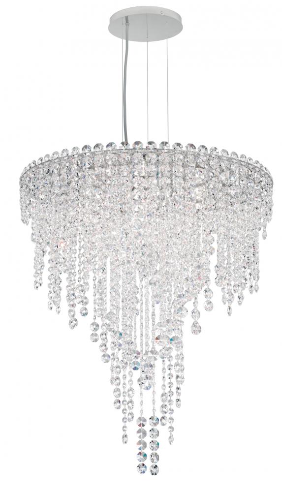 Chantant 6 Light 120V Pendant in Polished Stainless Steel with Clear Radiance Crystal