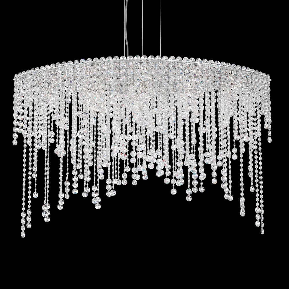 Chantant 8 Light 120V Linear Pendant in Polished Stainless Steel with Clear Radiance Crystal