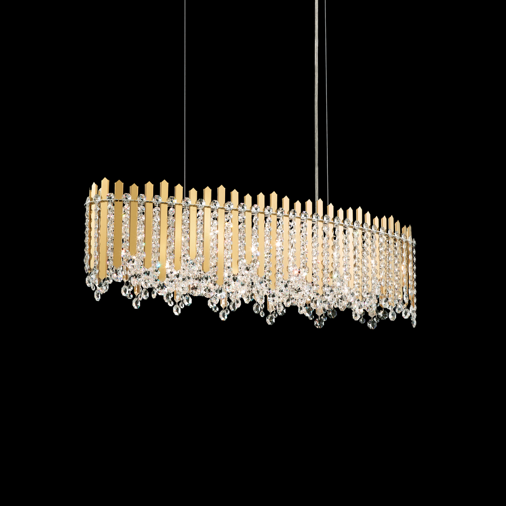 Chatter 12 Light 120V Linear Pendant in Gold Mirror with Clear Crystals from Swarovski