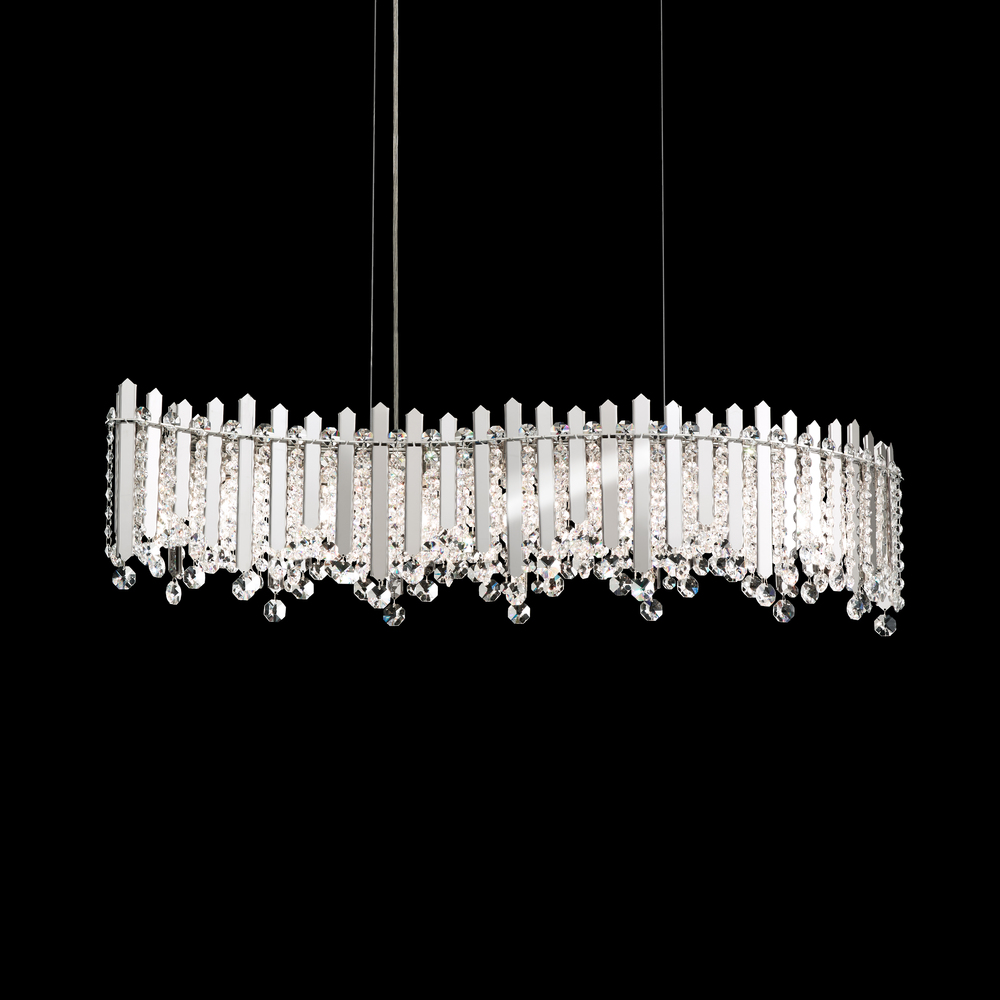 Chatter 7 Light 120V Linear Pendant in Gold Mirror with Clear Crystals from Swarovski