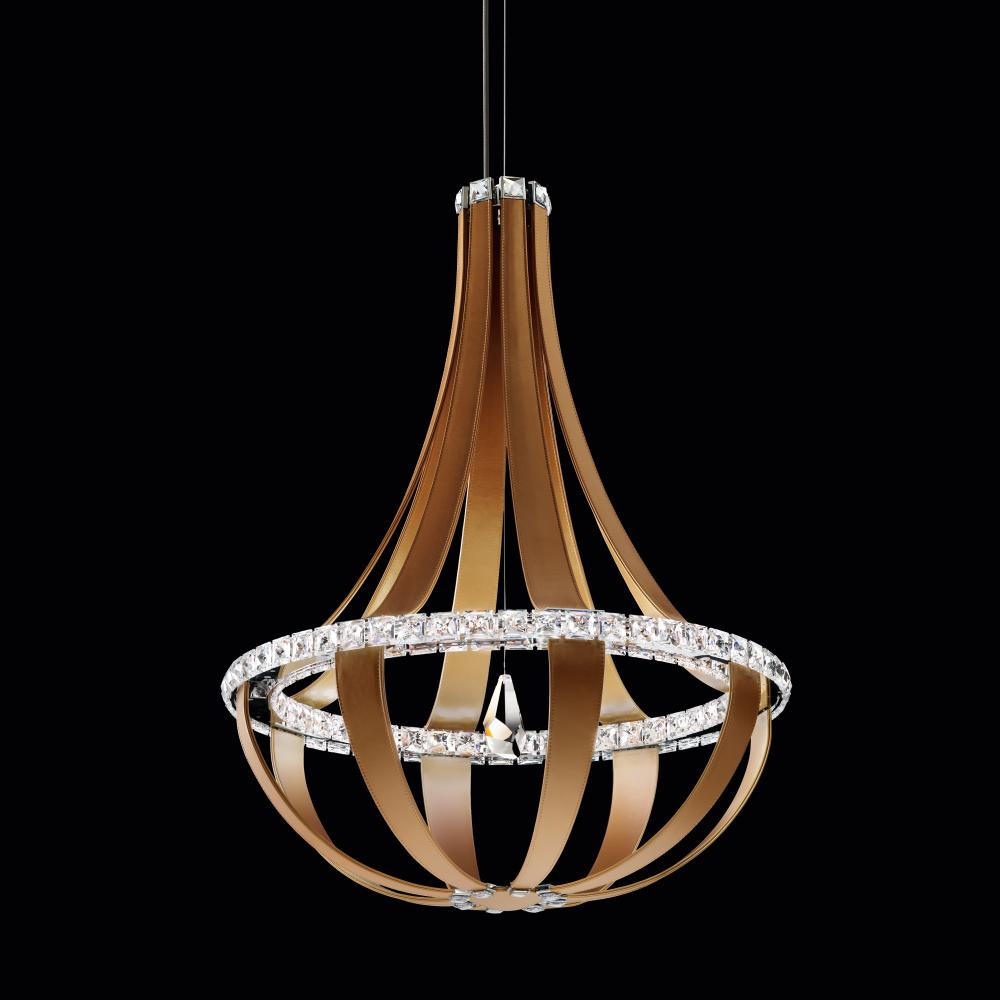 Crystal Empire LED 36in 120V Pendant in Snowshoe Leather with Clear Crystals from Swarovski