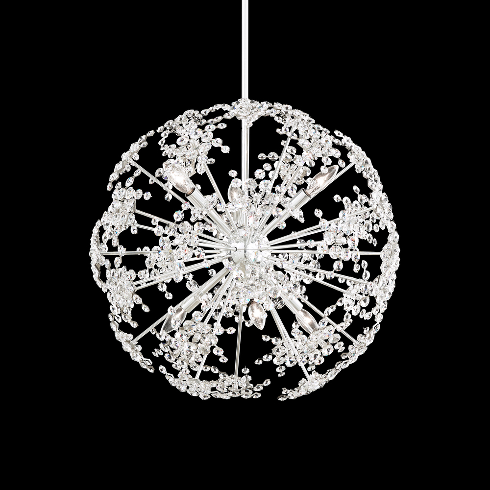 Esteracae 6 Light 120V Pendant in Antique Silver with Clear Radiance Crystal