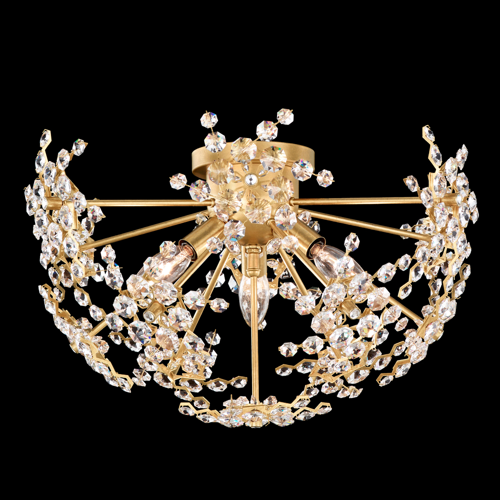 Esteracae 3 Light 120V Semi-Flush Mount in Heirloom Gold with Clear Radiance Crystal