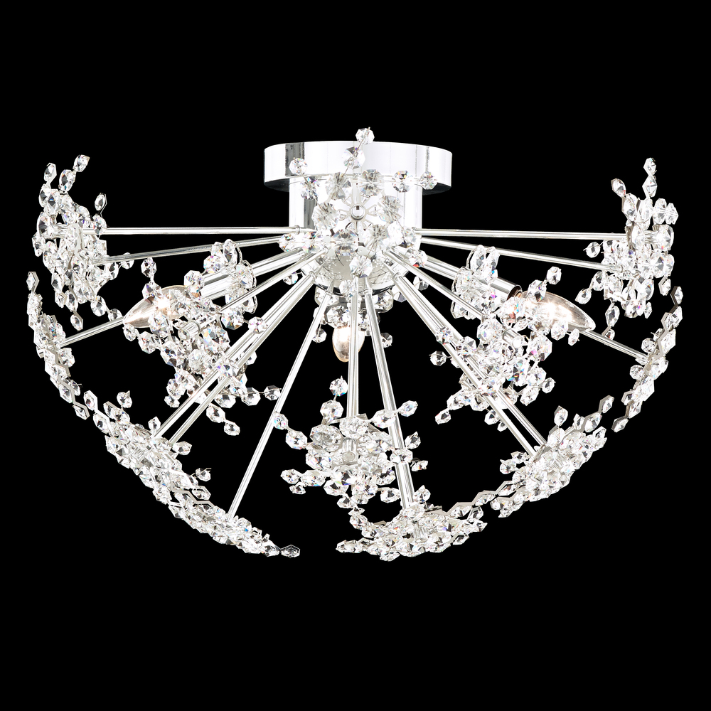Esteracae 3 Light 120V Semi-Flush Mount in Black with Clear Radiance Crystal