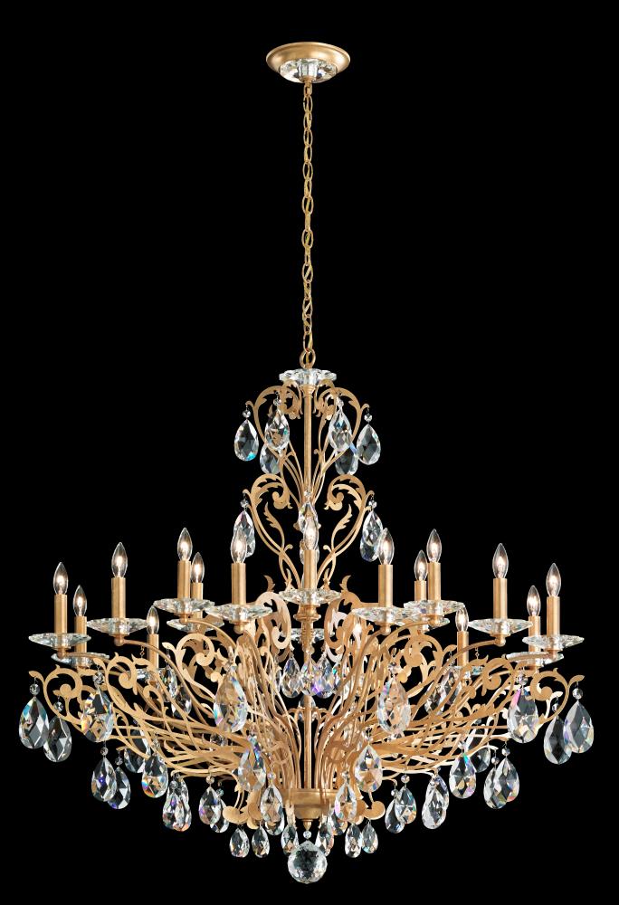 Filigrae 18 Light 120V Chandelier in French Gold with Clear Heritage Handcut Crystal