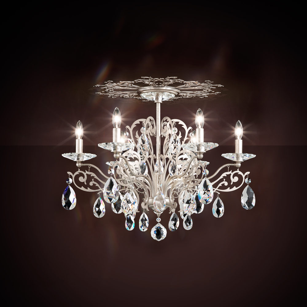 Filigrae 6 Light 120V Semi-Flush Mount in French Gold with Clear Heritage Handcut Crystal