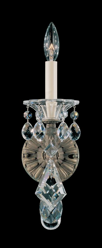 La Scala 1 Light 120V Wall Sconce in Antique Silver with Clear Crystals from Swarovski