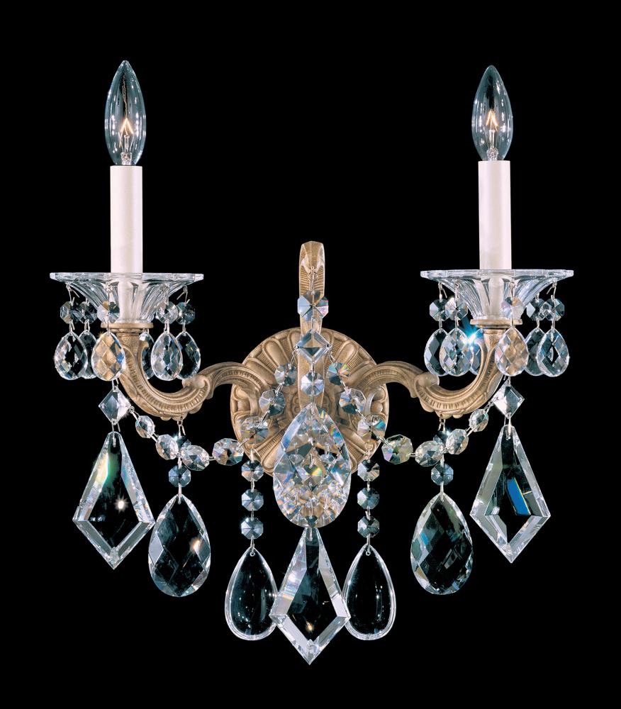 La Scala 2 Light 120V Wall Sconce in Antique Silver with Clear Crystals from Swarovski