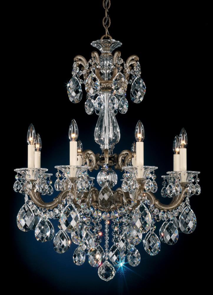 La Scala 8 Light 120V Chandelier in Parchment Gold with Clear Crystals from Swarovski