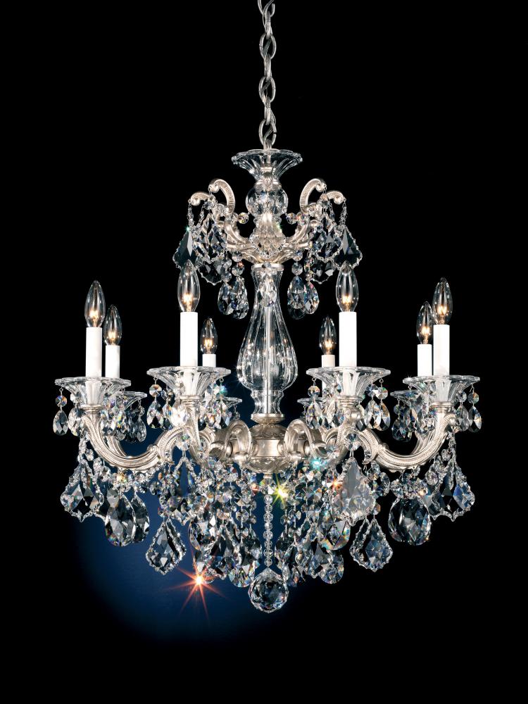 La Scala 8 Light 120V Chandelier in Antique Silver with Clear Crystals from Swarovski
